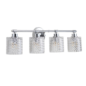 Spaulding Vintage Iron/Chevron Pattern Glass Farmhouse Cottage LED Vanity Light